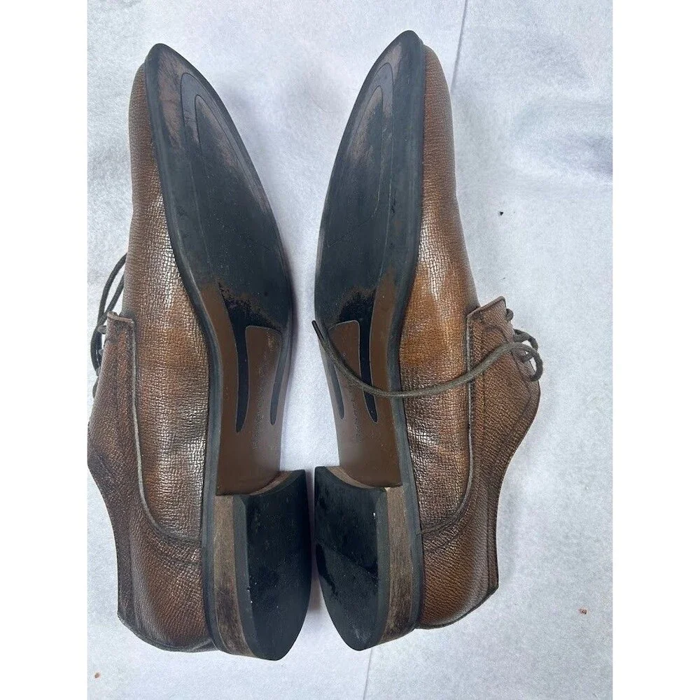 Robert Wayne Duff  Brown Textured Leather Derby Dress Shoes Mens Size US 11D